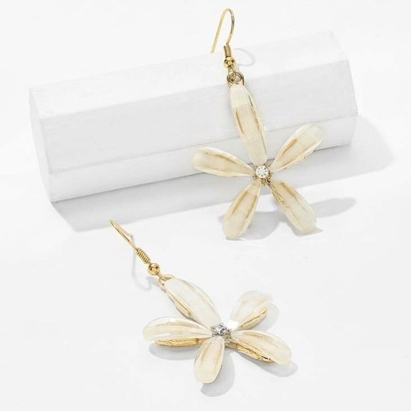 Flower Rhinestone Drop Earrings - Picture 2 of 6